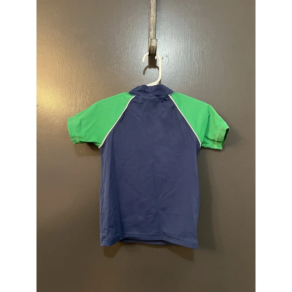 Mini Boden Rash Guard Swim Shirt Sz 4-5Yr Top Classic Blue Green Short Sleeve